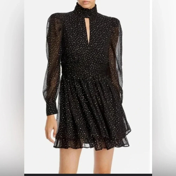INA Glimmering Skies Black And Gold Print Dress - Picture 1 of 10